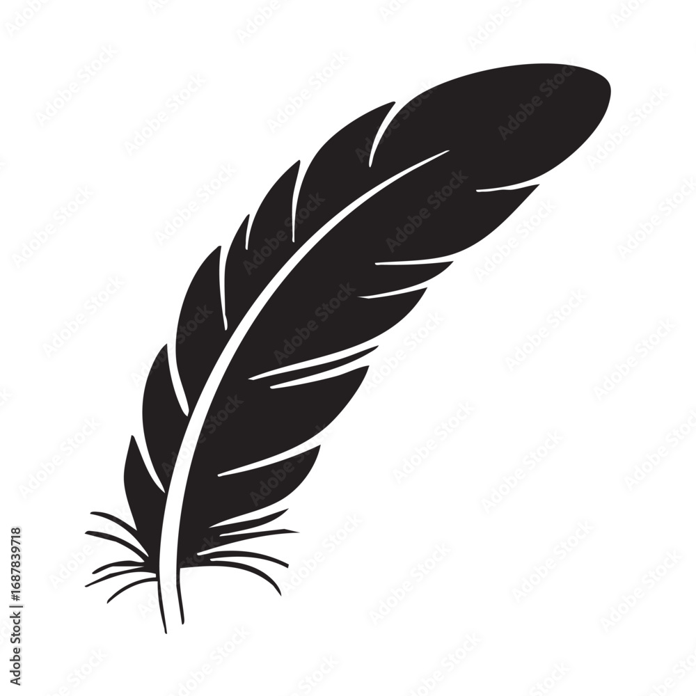 Fototapeta premium Elegant black feather silhouette vector