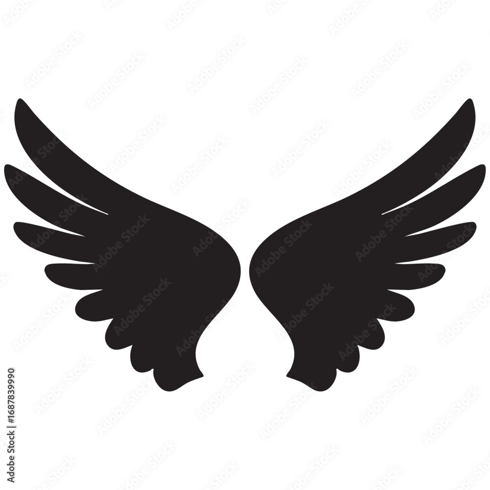 Obraz premium black wings vector illustration, wings silhouette vector, wings vector on white background