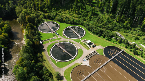 Clean Water Processing Plant With Sedimentation Basins