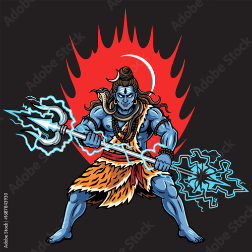Illustration of Lord Shiva in an angry position