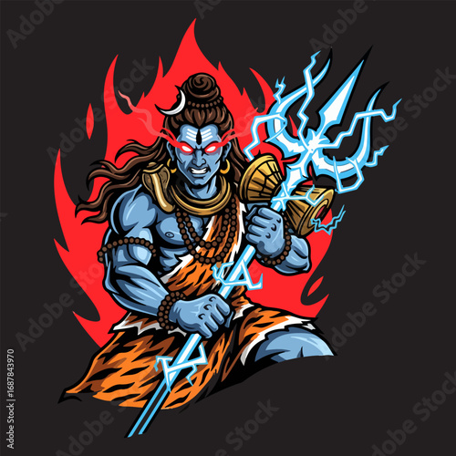 Illustration of Lord Shiva in an angry position