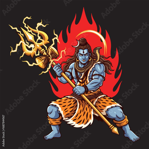 Illustration of Lord Shiva in an angry position