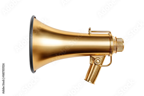 Polished gold megaphone, angled view (2)