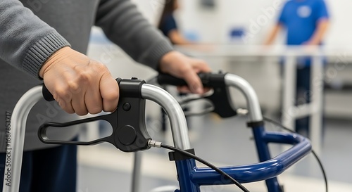 Person Using Walker for Mobility Assistance Indoors