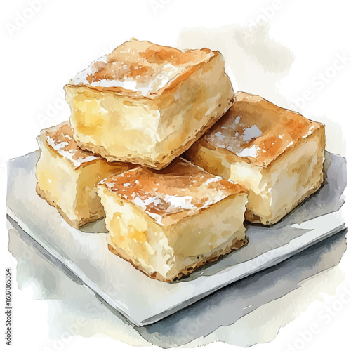 watercolor of Danish Pastry, vector, isolated on a white background.