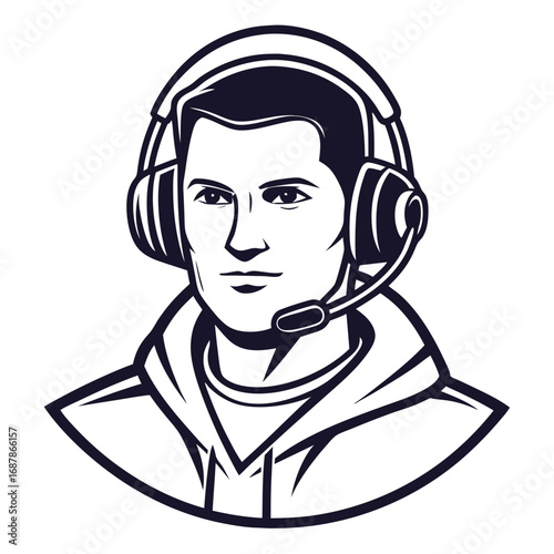 Esports caster headset microphone hoodie vector