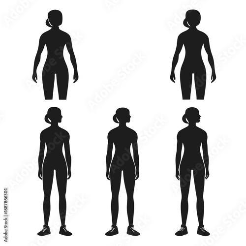Female athlete silhouettes pack sprinter hurdle black silhouettes female figures