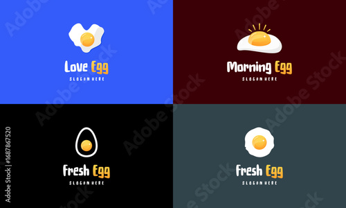 Set of Fresh Egg Logo template designs, Yummy egg logo vector illustration