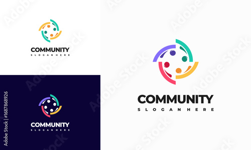 Modern People community logo template designs vector illustration