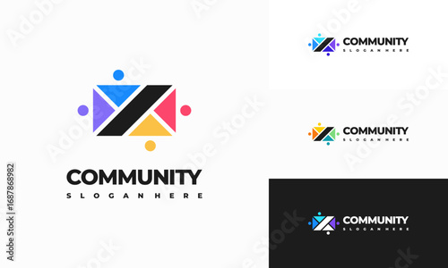 Modern People community logo template designs vector illustration