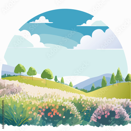 Vector of flower grass or blooming shrub isolated on white background ,watercolor tree elevation for landscape concept,environment panorama scene,eco design,meadow for spri