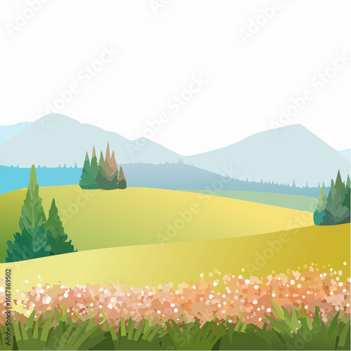 Vector of flower grass or blooming shrub isolated on white background ,watercolor tree elevation for landscape concept,environment panorama scene,eco design,meadow for spri