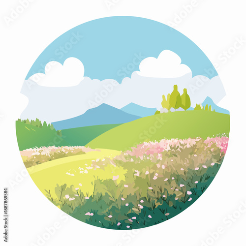 Vector of flower grass or blooming shrub isolated on white background ,watercolor tree elevation for landscape concept,environment panorama scene,eco design,meadow for spri