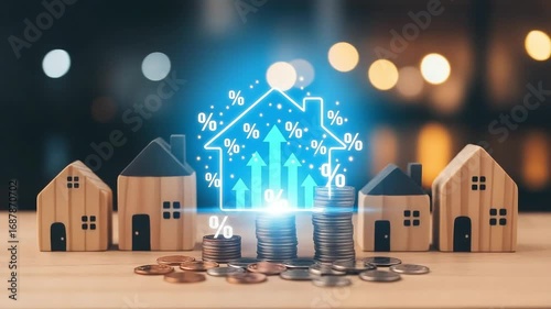 Rising interest rates and property values, symbolizing growth in real estate investment and housing market finance