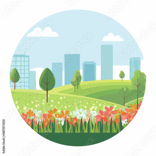 Vector of flower grass or blooming shrub isolated on white background ,tree elevation for landscape concept,environment panorama scene,eco design,meadow for .