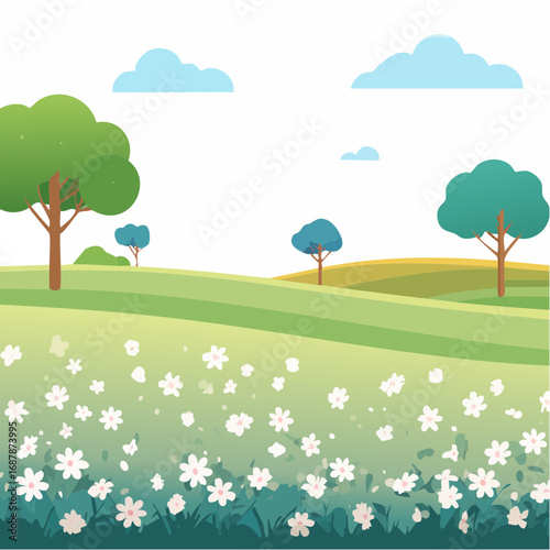 Vector of flower grass or blooming shrub isolated on white background ,tree elevation for landscape concept,environment panorama scene,eco design,meadow for .