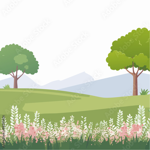 Vector of flower grass or blooming shrub isolated on white background ,tree elevation for landscape concept,environment panorama scene,eco design,meadow for .