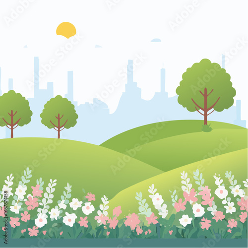 Vector of flower grass or blooming shrub isolated on white background ,tree elevation for landscape concept,environment panorama scene,eco design,meadow for .