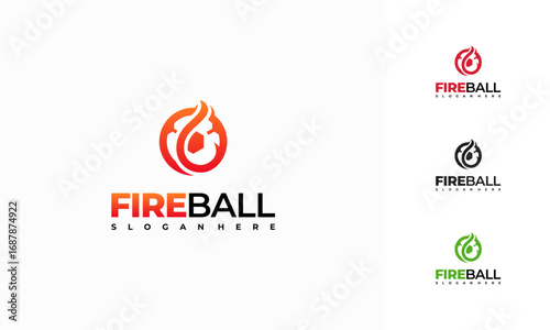Modern Fire Ball logo designs concept, Football Logo designs template