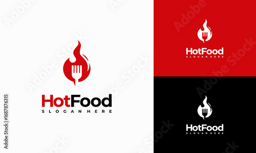 Hot Food Logo designs concept vector, BBQ logo template icon