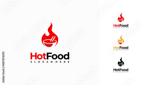 Hot Food Logo designs concept vector, BBQ logo template icon