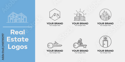 Professional Collection of Real Estate Logo Designs Highlighting Property, Housing, and Modern Brand Identity with Creative Architectural Symbols