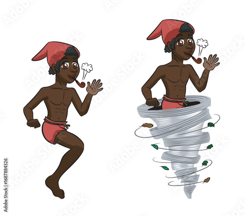 Saci Perere, a Brazilian folklore character with a version including the whirlwind. Isolated on transparent background
