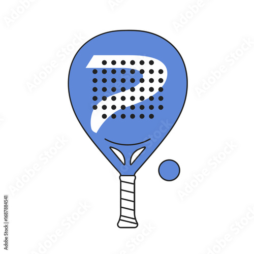 Dynamic padel racket and ball icon for sports, fitness, and recreation branding, capturing active lifestyle and competitive spirit