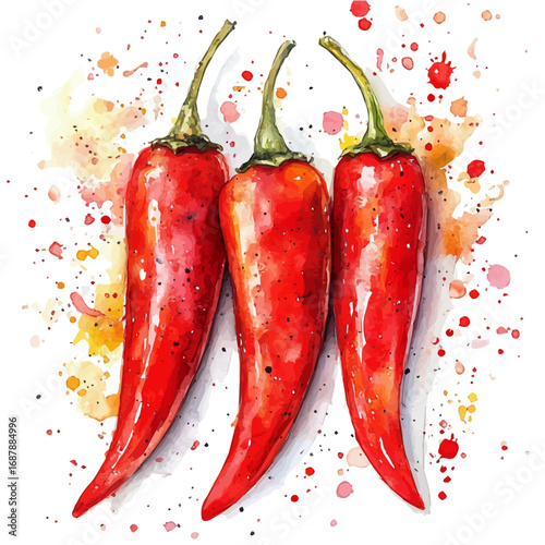 watercolor of Chili Con Carne, vector, isolated on a white background.