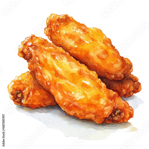 Chicken Wings, watercolor drawing vector, isolated on a white background.