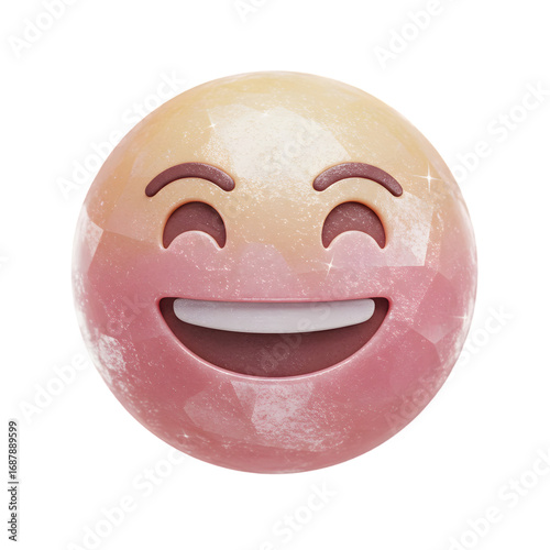 Golden Citrine Crystal Emoji – 3D Dreamy Eyes Face with Sparkling Reflections