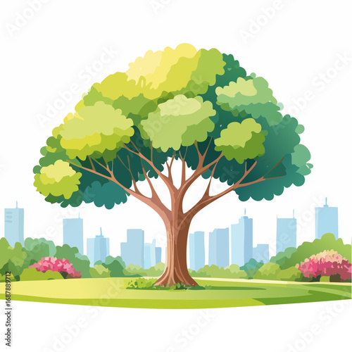 Vector of abstract watercolor tree side view isolated on white background for landscape plan and architecture layout drawing, elements for environment and .