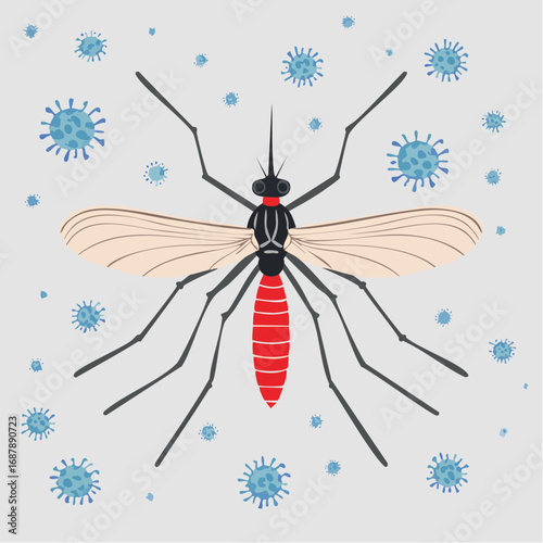 Vector Illustration of Aedes Aegypti Mosquito Carrying Dengue Virus