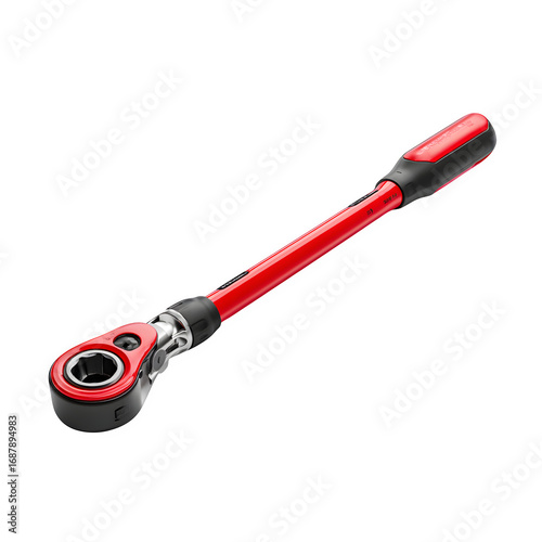 Red Ratchet Wrench, isolated on transparent background