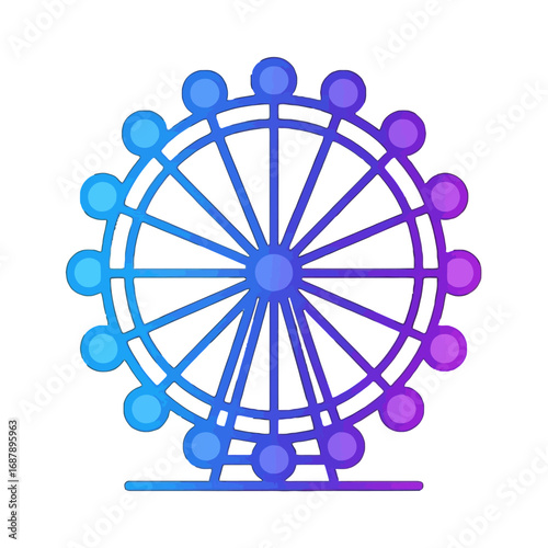 Vector art of stylized illustration of a ferris wheel with a gradient of blue to purple