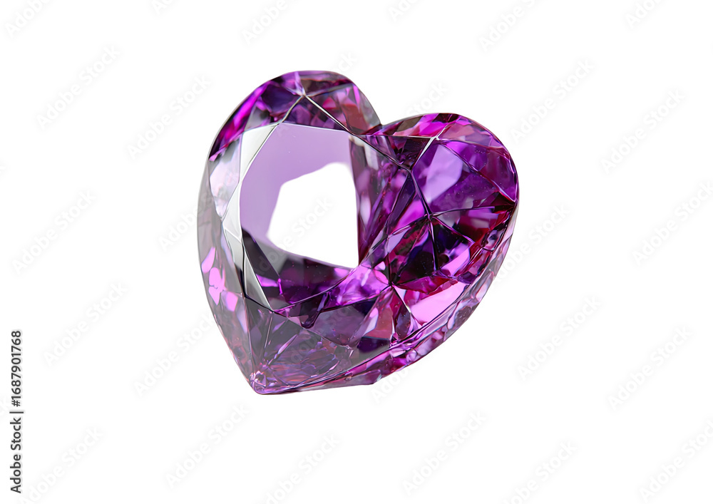 Fototapeta premium 3D rendered amethyst heart gemstone