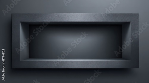 Empty Dark Gray Metal Wall Niche Display