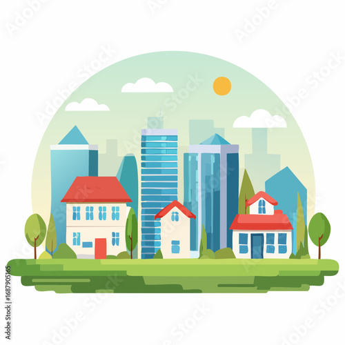 buildings vector,City and hometown view isolated on white background