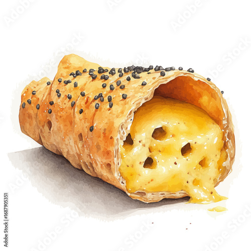 watercolor vector of Cannoli, isolated on a white background.