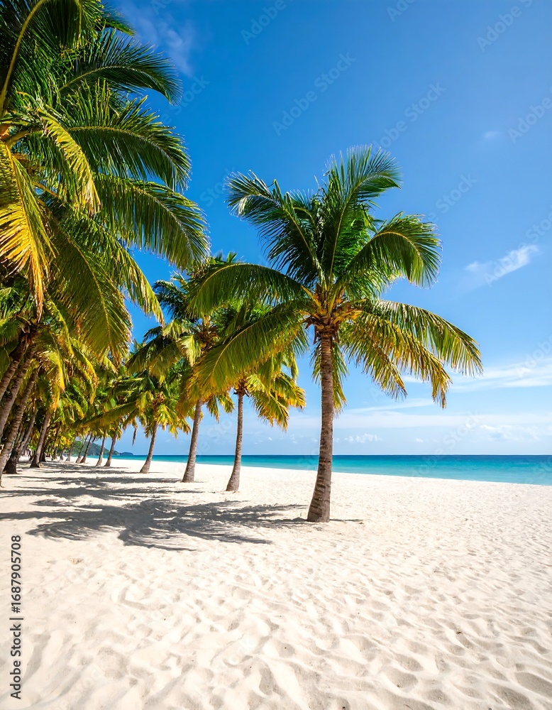 Obraz premium Tropical beach scene with palm trees (8)