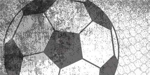 Illustration of a soccer ball hitting the net with grunge texture effect. Perfect for sports themes, posters, backgrounds, and football-related graphic designs.