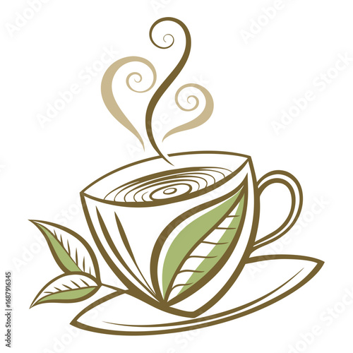 Leaf Teacup Logo  Warm Botanical Branding

