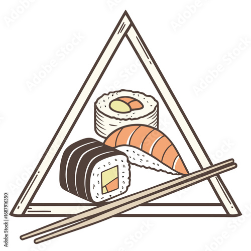 Sushi Triangle Logo Clean Japanese Cuisine Design

