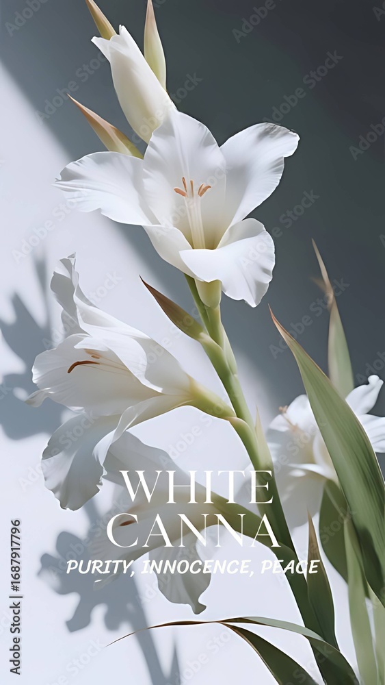 Naklejka premium Phone Wallpaper Series : Flower Language - White Canna, means : Purity, Innocence, Peace 007