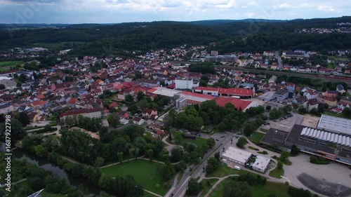 Wallpaper Mural Aerial panorama view of the old town in the city Treuchtlingen in bavaria in Germany on a sunny day in spring Torontodigital.ca
