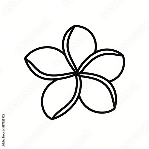 Flat black & white outline of frangipani bloom