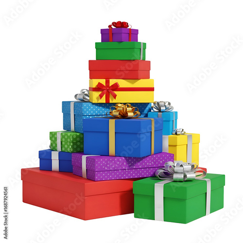 Colorful Gift Boxes Stacked High, Transparent Background Design Tutorial