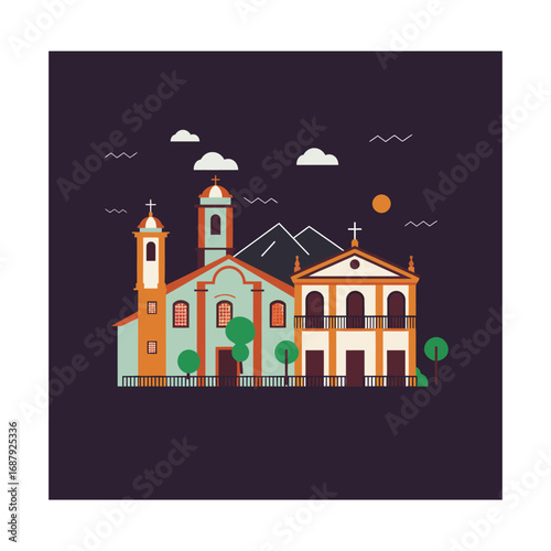 paraty brazil architecture features colonial buildings amidst mountains at sunset ideal travel destination background