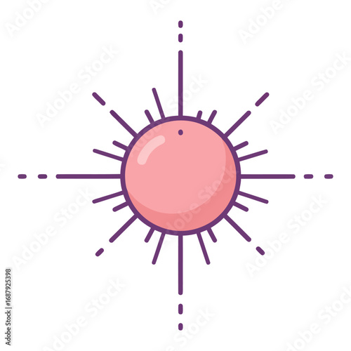 pink celestial sun with rays shining radiates energy spiritualism symbol illustration mystical star alignment