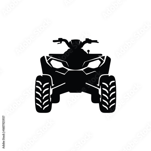 Silhouette of an all-terrain vehicle (ATV) with large rugged tires simple black and white vector illustration